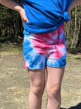 Load image into Gallery viewer, Red White Blue tie dye shorts
