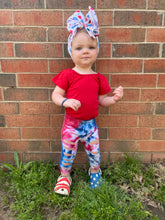 Load image into Gallery viewer, Red White Blue tie dye capris
